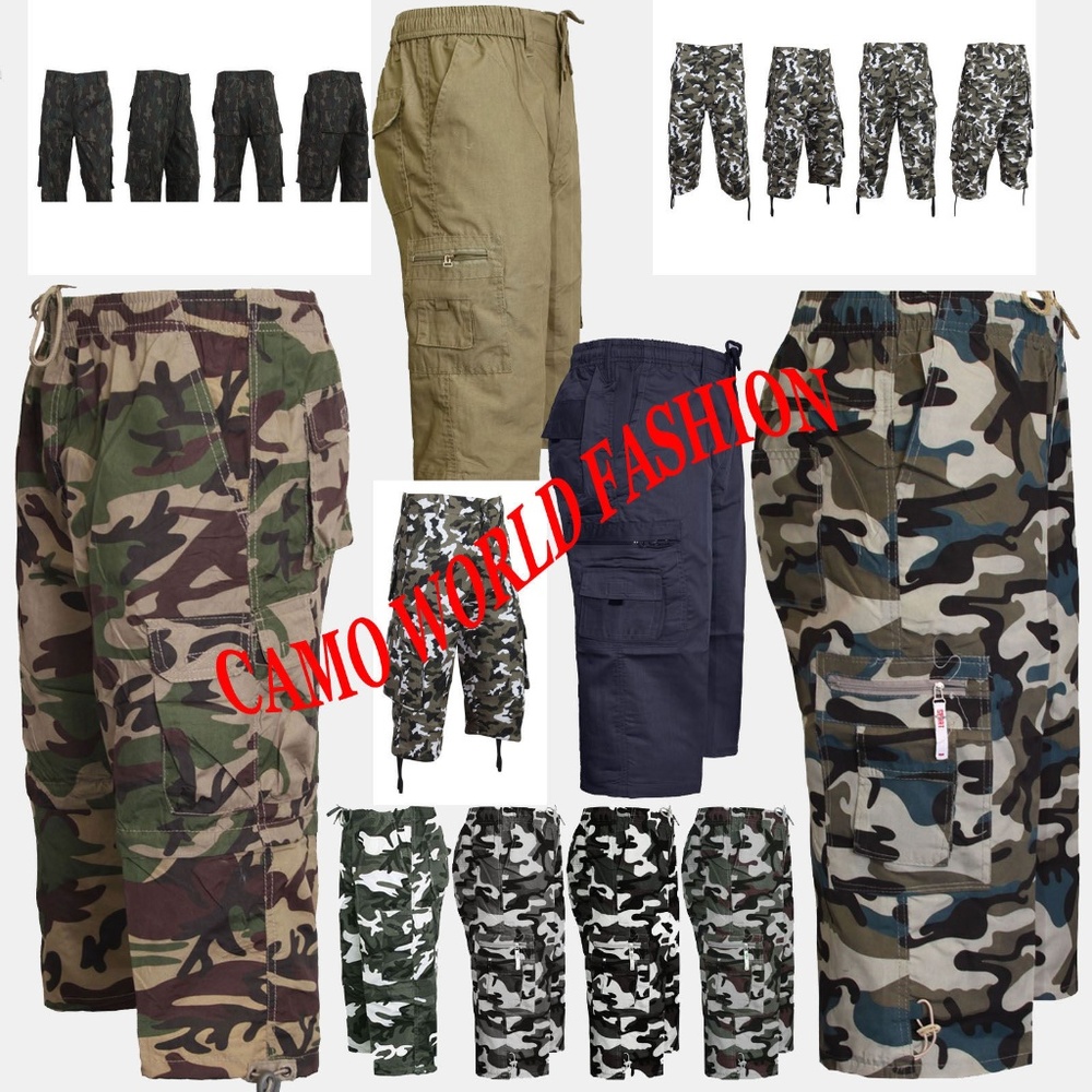 Men's Army Camo Cargo Shorts Sizes: 32" TO 38"